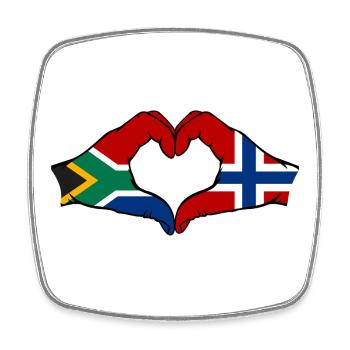 Afrique du Sud Norvège Drapeau Mains Coeur Forme - Magnet carré - blanc - Devant