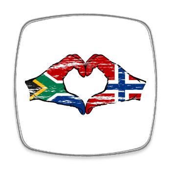 Afrique du Sud Norvège Drapeau Mains Coeur Forme Utilisé - Magnet carré - blanc - Devant