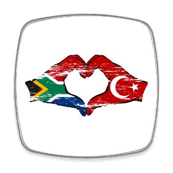 Afrique du Sud Turquie Drapeau Mains Coeur Forme Utilisé - Magnet carré - blanc - Devant