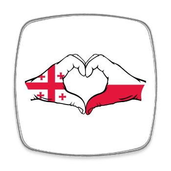 Georgien Polen Flagge Hände Herzform - Viereckiger Kühlschrankmagnet - Weiß - Vorne