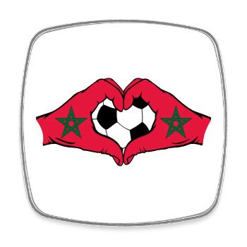 Maroc drapeau football mains forme de coeur - Magnet carré - blanc - Devant