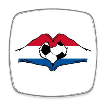 Holland football flag hands heart shape - Square fridge magnet - white - Front