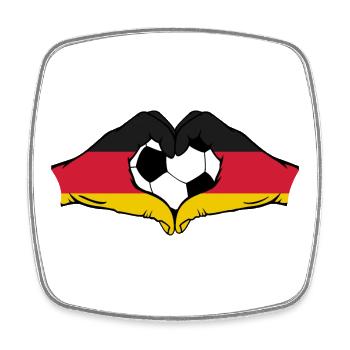 Germany football flag hands heart shape - Square fridge magnet - white - Front