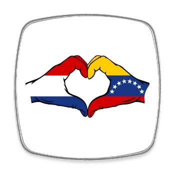 Holland Venezuela Flagge Hände Herzform - Viereckiger Kühlschrankmagnet - Weiß - Vorne