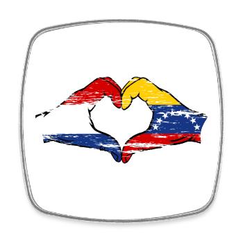 Holland Venezuela Flagge Hände Herzform used - Viereckiger Kühlschrankmagnet - Weiß - Vorne