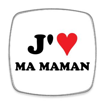 J'aime ma maman - Magnet carré - blanc - Devant