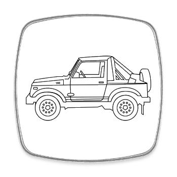 4X4 car outline - Square fridge magnet - white - Front