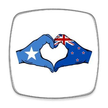 Drapeau de la Nouvelle-Zélande Mains Forme de cœur - Magnet carré - blanc - Devant