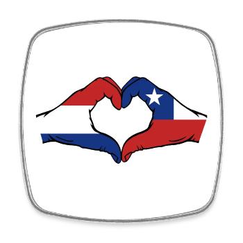 Holland Chile Flagge Hände Herzform - Viereckiger Kühlschrankmagnet - Weiß - Vorne