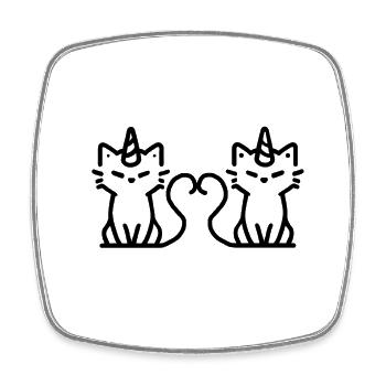 chat-licornes amoureux - Magnet carré - blanc - Devant