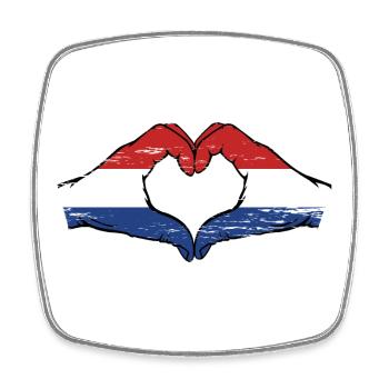 Holland flag hands heart shape used - Square fridge magnet - white - Front