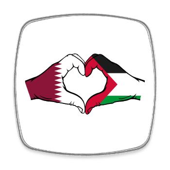 Qatar Palestine Drapeau Mains Coeur Forme - Magnet carré - blanc - Devant