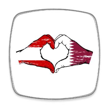 Österreich Katar Flagge Hände Herzform used - Viereckiger Kühlschrankmagnet - Weiß - Vorne