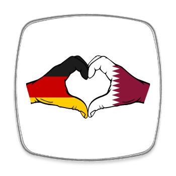 Deutschland Katar Flagge Hände Herzform - Viereckiger Kühlschrankmagnet - Weiß - Vorne