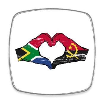 Südafrika Angola Flagge Hände Herzform used - Viereckiger Kühlschrankmagnet - Weiß - Vorne