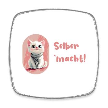 Stolze Katze "selber 'macht" - Viereckiger Kühlschrankmagnet - Weiß - Vorne