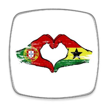 Portugal Ghana Flagge Herz - Viereckiger Kühlschrankmagnet - Weiß - Vorne