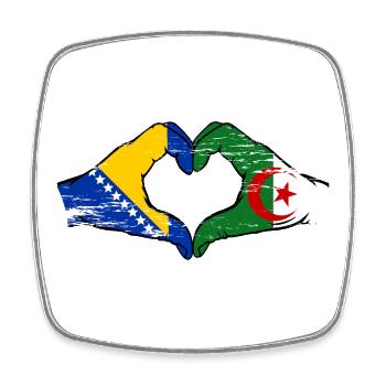 Bosnia Algeria flag hands heart shape used - Square fridge magnet - white - Front