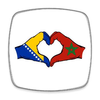 Bosnien Marokko Flagge Hände Herzform - Viereckiger Kühlschrankmagnet - Weiß - Vorne