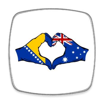 Bosnie Australie Drapeau Mains Coeur Forme - Magnet carré - blanc - Devant