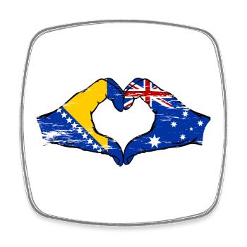 Bosnien Australien Flagge Hände Herzform used - Viereckiger Kühlschrankmagnet - Weiß - Vorne