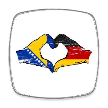 Bosnie Allemagne Drapeau Mains Coeur Forme Utilisé - Magnet carré - blanc - Devant