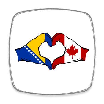 Bosnie Canada Drapeau Mains Coeur Forme - Magnet carré - blanc - Devant