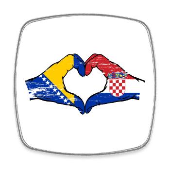Bosnia Croatia Flag Hands Heart Shape Used - Square fridge magnet - white - Front