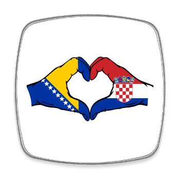 Bosnien Kroatien Flagge Hände Herzform - Viereckiger Kühlschrankmagnet - Weiß - Vorne