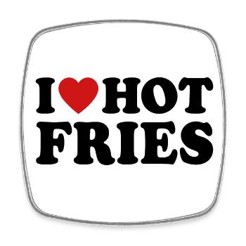J’adore les frites chaudes frites - Magnet carré - blanc - Devant