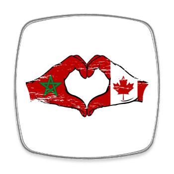 Aiguilles du drapeau du Maroc Canada en forme de coeur utilisé - Magnet carré - blanc - Devant