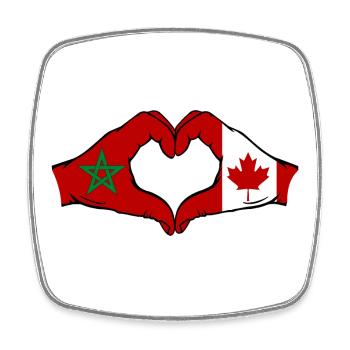 Maroc Canada Drapeau Mains Coeur Forme - Magnet carré - blanc - Devant