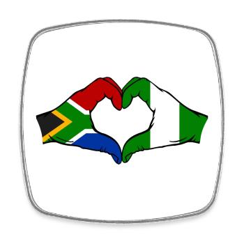 Afrique du Sud Nigeria Drapeau Mains Coeur Forme - Magnet carré - blanc - Devant