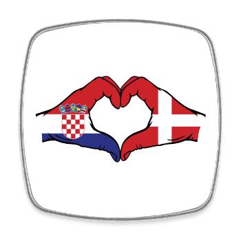 Croatie Danemark Drapeau Mains Coeur Forme - Magnet carré - blanc - Devant