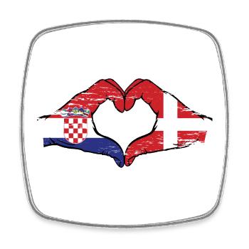 Croatie Danemark drapeau mains forme de coeur utilisé - Magnet carré - blanc - Devant