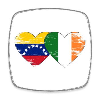Venezuela Ireland Hearts Collage - Square fridge magnet - white - Front
