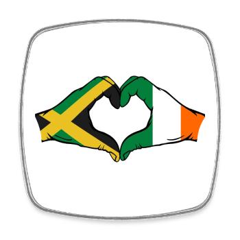 Jamaika Irland Hände Herzform - Viereckiger Kühlschrankmagnet - Weiß - Vorne