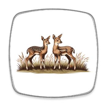 Deer on meadow - Square fridge magnet - white - Front
