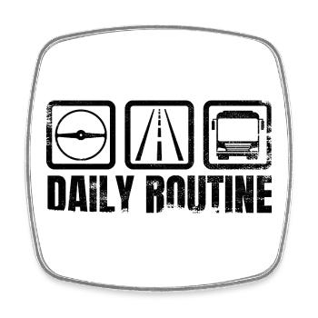 Routine du chauffeur d’autobus - Magnet carré - blanc - Devant