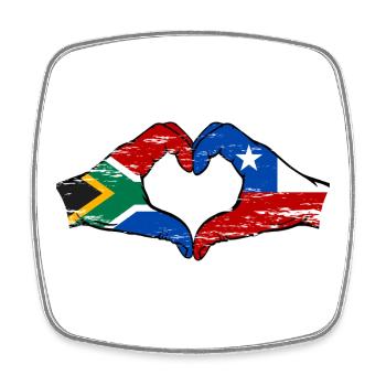 Südafrika Chile Flagge Hände Herzform used - Viereckiger Kühlschrankmagnet - Weiß - Vorne