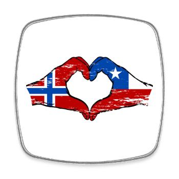 Norwegen Chile Flagge Hände Herzform used - Viereckiger Kühlschrankmagnet - Weiß - Vorne
