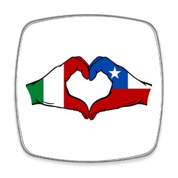 Italien Chile Flagge Hände Herzform - Viereckiger Kühlschrankmagnet - Weiß - Vorne