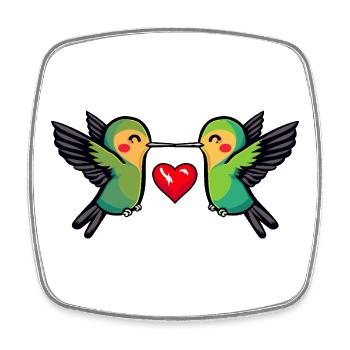 Hummingbird Bird Couple Heart - Square fridge magnet - white - Front