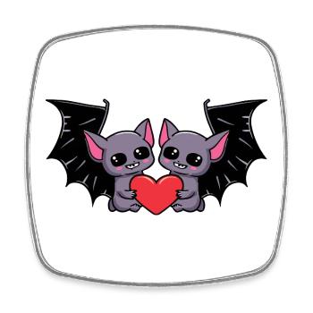 Fledermaus Paar Valentinstag - Viereckiger Kühlschrankmagnet - Weiß - Vorne