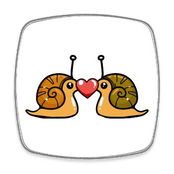 Escargot Couple Saint-Valentin - Magnet carré - blanc - Devant