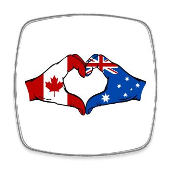 Kanada Australien Flagge Hände Herzform - Viereckiger Kühlschrankmagnet - Weiß - Vorne