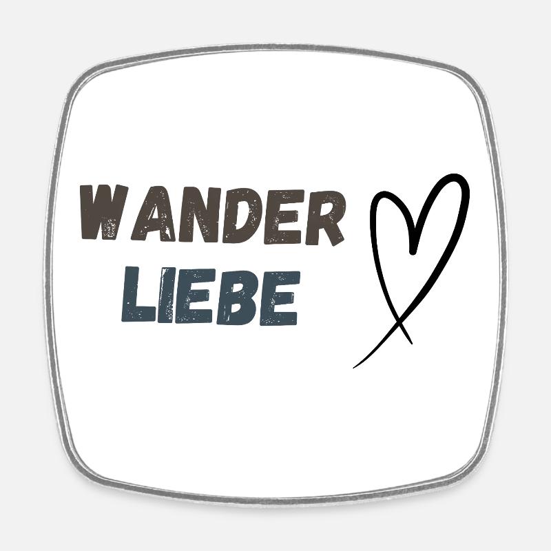 Schriftzug Wanderliebe und Herz, schlicht - Viereckiger Kühlschrankmagnet - Weiß