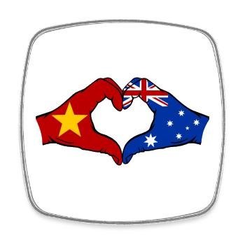 Vietnam Australien Flagge Hände Herzform - Viereckiger Kühlschrankmagnet - Weiß - Vorne