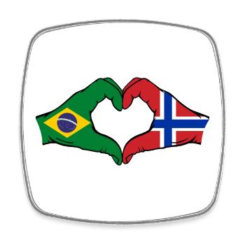 Brésil Norvège Drapeau Mains Coeur Forme - Magnet carré - blanc - Devant
