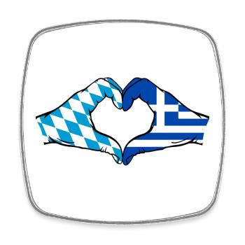 Bavaria Greece Flag Hands Heart Shape - Square fridge magnet - white - Front